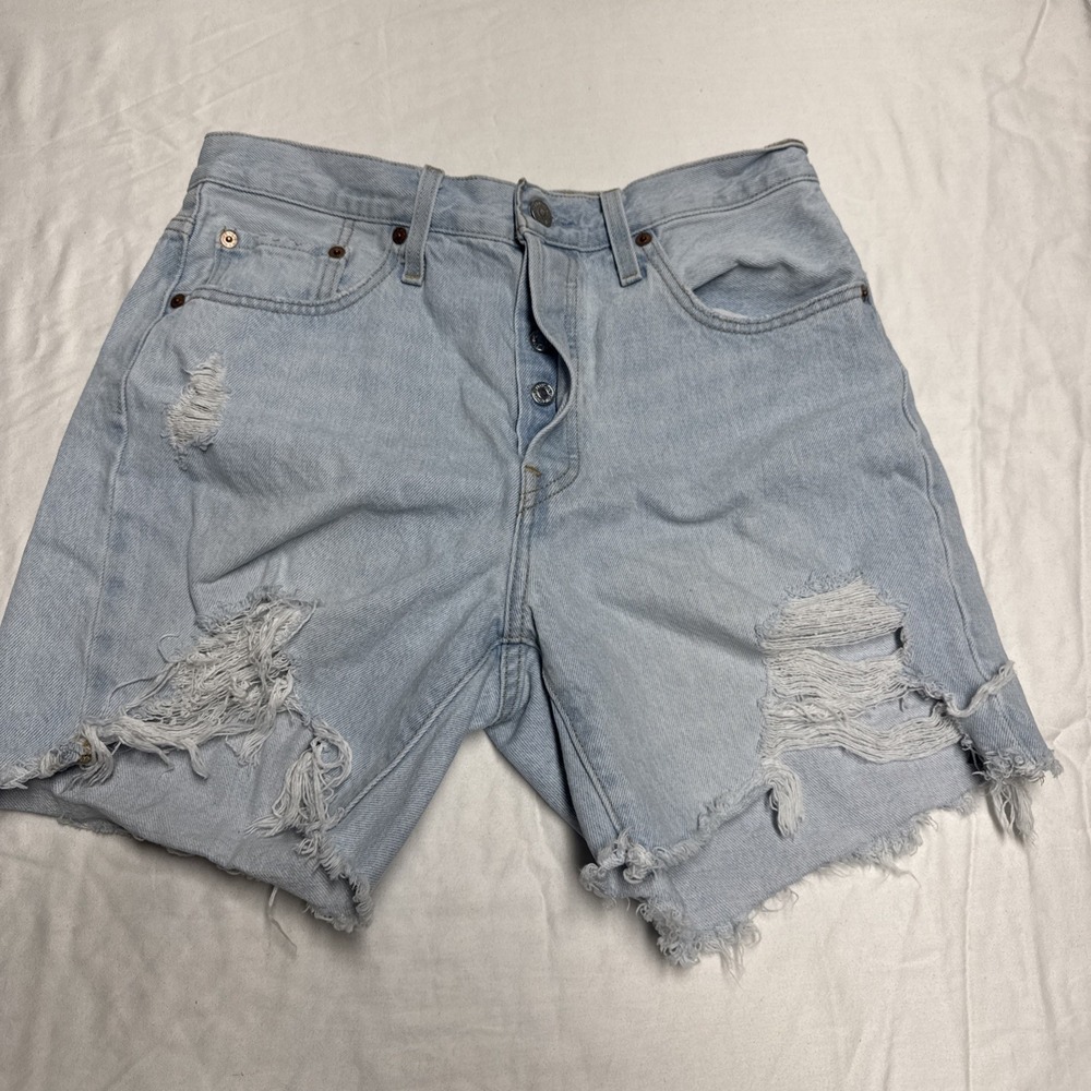 Levi's 501 Cut Off Button Fly Denim Shorts Medium Blue Size W29